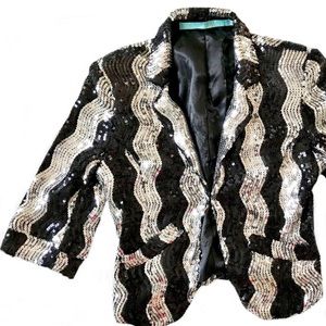 To Love Kuvaa Sequin Tuxedo Blazer Jacket